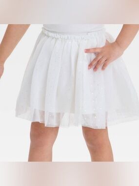 Cat & Jack Toddler Girls White Tulle Skirt Tutu Iridescent Dots Size 3T NWT